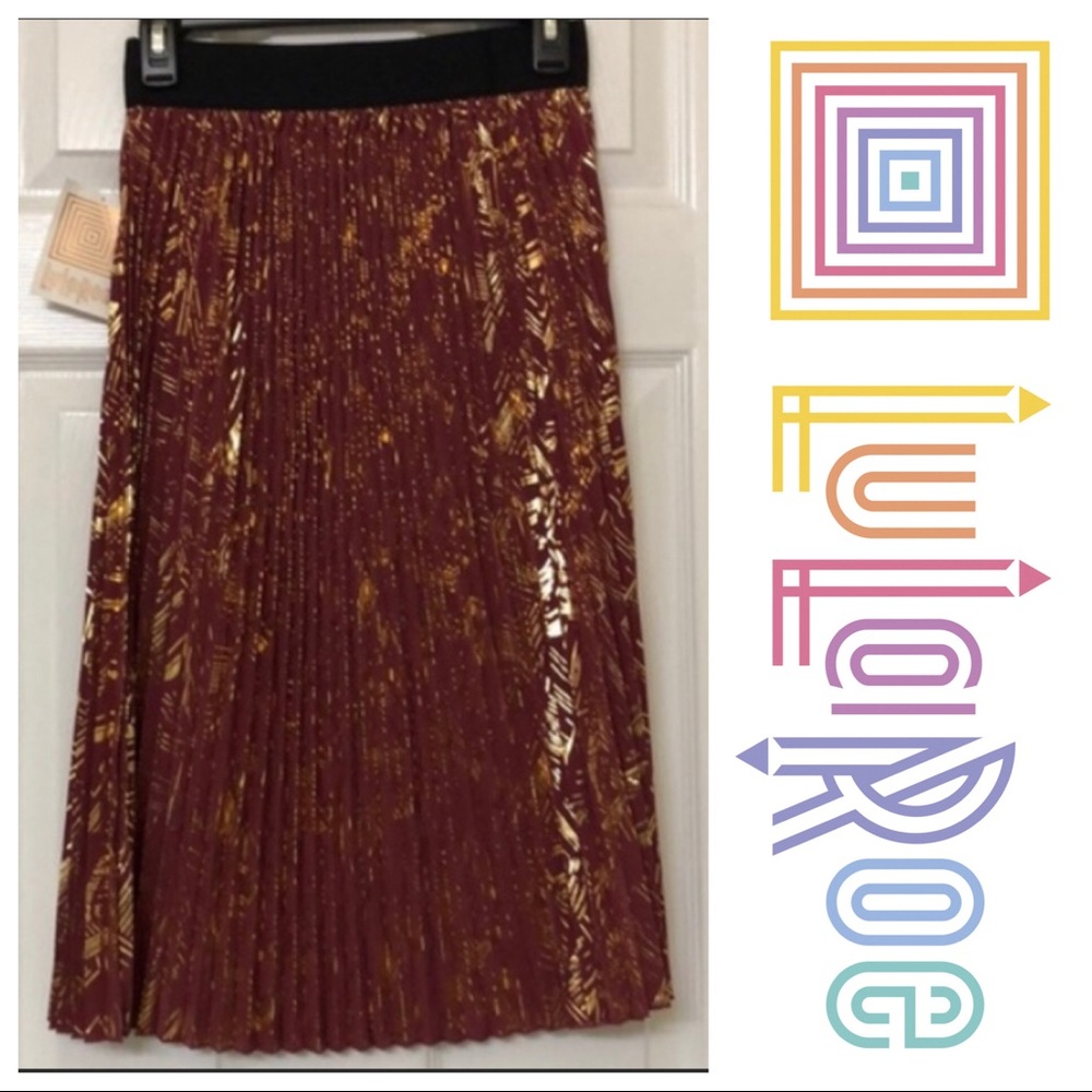 🌷 NWT! Lularoe Plum/Gold Jill skirt